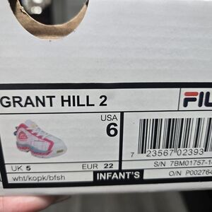 FILA Kids Grant Hill 2 White and Pink Shoes